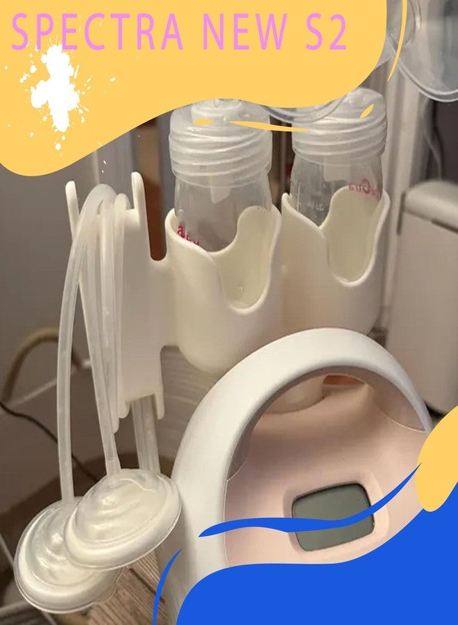 DMERHAC Breast Pump Bottle & Hose Holder for Spectra New S1/S2 (Section)- Dual Bottle Organizer with Hose Wrap Arm, Space-Saving Design, Tool-Free Easy Installation (White, New Breast Pump) - Image 4